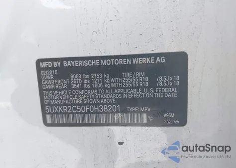 2015 BMW X5 Sdrive35I из США, поврежденный, VIN 5UXKR2C50F0H38201